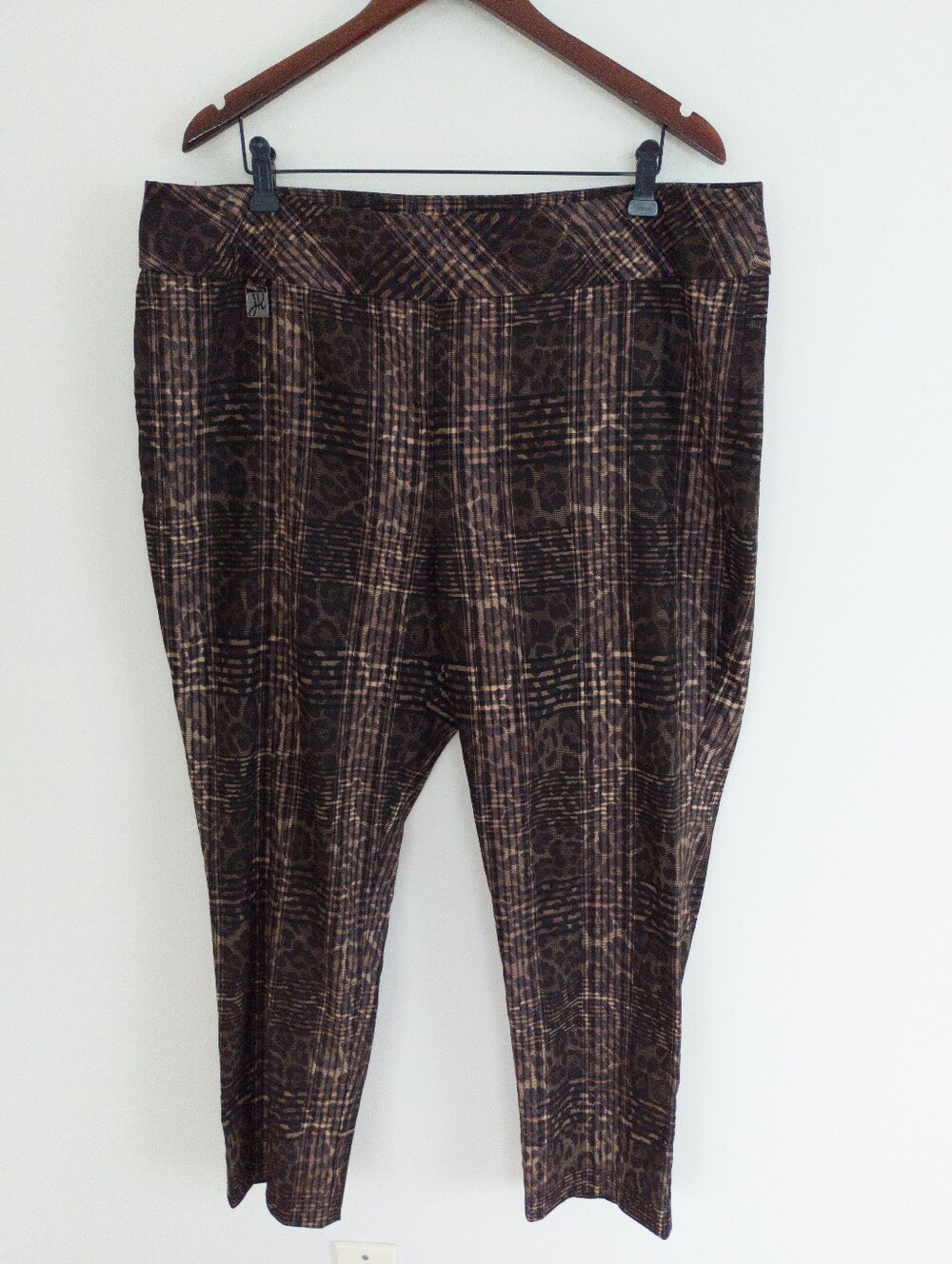 Joseph Ribkoff Plaid Leopard Print Pull-On Ankle Pants Size 20